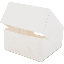 Window Bakery Boxes with Attached Flip Top, 8"L x 8"W x 4"H, White, 150/Carton