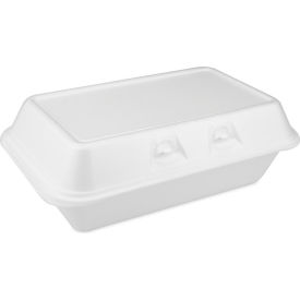 SmartLock Foam Hinged Lid Container, 8-3/4"L x 5-1/2"W x 3"H, White, 220/Carton