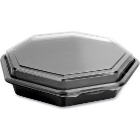 OctaView Hinged-Lid Cold Food Container, Black/Clear, 100/Carton