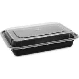Microwavable Container, 28 oz. Capacity, Black/Clear, 150/Carton