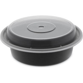 VERSAtainer Microwavable Container, 16 oz. Capacity, Black/Clear, 150/Carton