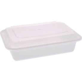 Microwavable Container, 38 oz. Capacity, White/Clear, 150/Carton