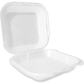 Hinged Lid Container, Secure Two Tab Latch, White, 100/Bag, 2 Bags/Carton