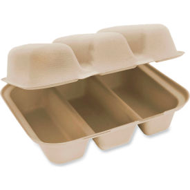 Hinged Container, 8-13/16"L x 8-3/16"W x 2-7/8"H, Natural,300/Case