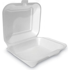 Hinged Lid Container, Secure One Tab Latch, White, 100/Sleeve, 2 Sleeves/Bag, 1 Bag/Pack