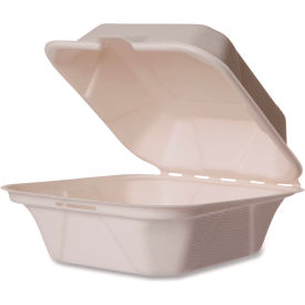 Compostable Takeout Container, 5-7/8"L x 5-7/8"W x 2-7/8"H, White, 400/Carton