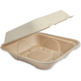 Fiber Hinged Container, 9-3/16"L x 9-1/8"W x 3-3/16"H, Natural, 300/Carton