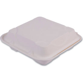3-Comp. Vanguard Renewable & Compostable Clamshell, 9"L x 9"W, White, 200/Carton