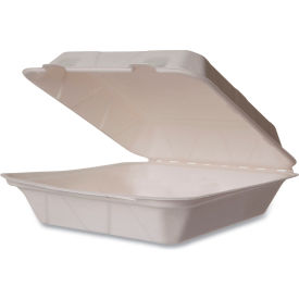 Compostable Takeout Container, 9"L x 9"W x 3"H, White, 200/Carton
