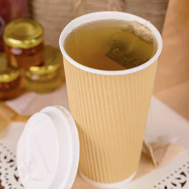 Ripple Hot Cups, 20 oz. Capacity, Kraft/White, 500/Carton
