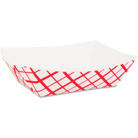 Paper Food Basket, 1 lb. Capacity, 9"W x 6"D x 2"H, Red/White, Pack of 1000