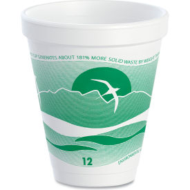 Horizon Hot/Cold Foam Drinking Cups, 12 oz. Capacity, White/Green, 25/Bag, 40 Bags/Carton