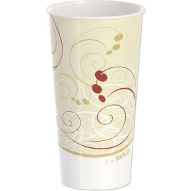 Paper Cold Cups, 21 oz. Cap., Symphony Design, Tan/Maroon/White, 50/Pack, 20 Packs/Carton