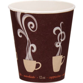 Thermoguard Paper Hot Drink Cups, 12 oz. Cap, Steam Print Design, Brown/White, 600/Carton