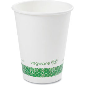 Compostable Hot Cups, 12 oz. Capacity, White/Green, 1000/Carton