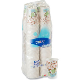 PerfecTouch Paper Hot Cups, 12 oz. Capacity, Coffee Haze Design, White/Brown, 160/Pack