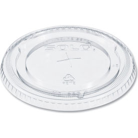 PETE Flat Straw Slot Cold Cup Lids, Fits 16 - 24 oz., Clear, 100/Pack, 10 Packs/Carton