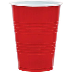 Party Plastic Cold Drink Cups, 16 oz. Capacity, Red, 24/Pack, 25 Packs/Carton