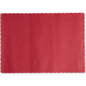 Solid Color Scalloped Edge Placemats, 13-1/2"L x 9-1/2"W, Red, 1000/Carton