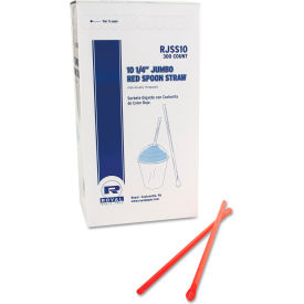 Jumbo Spoon Straws, 10-1/4"L, Red, 300/Pack, 18 Packs/Carton
