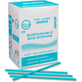 Marine Biodegradable Straws, 7-3/4"L, Ocean Blue, 6000/Carton