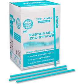 Marine Biodegradable Straws, 7-3/4"L, Ocean Blue, 6000/Carton