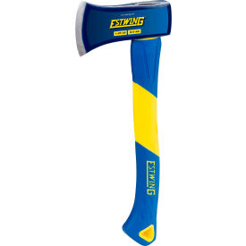 Axe with 14"L Fiberglass Handle, 1.25 lb. Head, Blue/Yellow