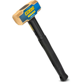 Sledge Hammer, 4 lb. Brass Head, 16"L Indestructible Steel/Rubber Handle