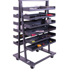 Double Sided Heavy Duty A-Frame Truck, 12 Trays, 2500 lb. Cap, 38"L x 30"W x 63"H