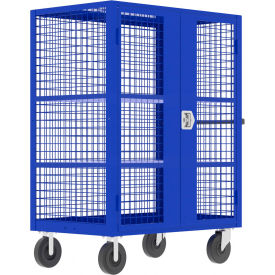Security Cart with 2 Adjustable Shelves, 51"L x 24"W x 66"H, 2000 lb. Cap., Blue