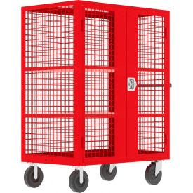 Security Cart with 2 Adjustable Shelves, 51"L x 24"W x 66"H, 2000 lb. Capacity, Red