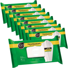 Degreasing Multi-Surface Wipes, Floral Scent, 75/Pack, 9 Packs/Carton