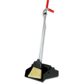 Ergo Dust Pan with Broom, 12"W x 33"H, Red/Silver