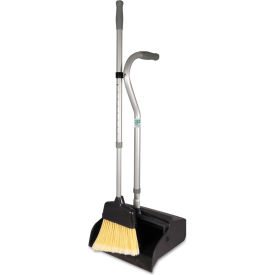 Telescopic Ergo Dust Pan with Broom, 12"W x 45"H, Gray/Silver