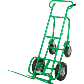 4 Wheel Deluxe Pallet Hand Truck with Pneumatic Wheels, 600 lb. Cap., Green