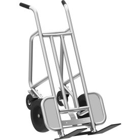 4 Wheel Pallet Hand Truck with Pneumatic & Swivel Wheels, 1000 lb. Cap., Silver