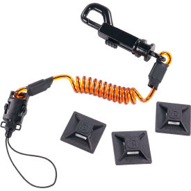 Ergodyne Squids 3151 Coil Lanyard Swivel Hook & Detachable Loop, S, Orange/Black