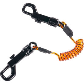Squids̶ 3152 Coil Lanyard with Dual Swivel Hooks, S, Orange/Black, Pack of 3