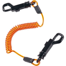 Squids Coil Lanyard with Dual Swivel Hooks, M, Orange/Black, Pack of 3