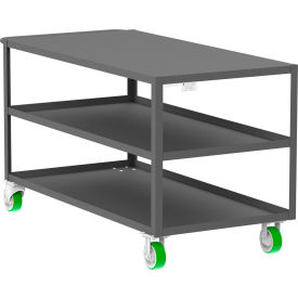 Utility Cart w/ 3 Shelves, Flat Top, 2000 lb. Capacity, 60"L x 30"W x 36"H, Gray