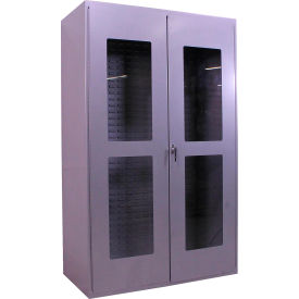 Clear-View Storage Bin Cabinet, All-Welded, 48"W x 24"D x 78"H, Gray