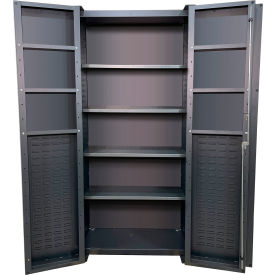 Deep Door Storage Bin Cabinet, All-Welded, 36"W x 24"D x 78"H, Gray