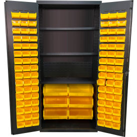 Storage Bin Cabinet, 102 Bins, All-Welded, 36"W x 24"D x 78"H, Gray