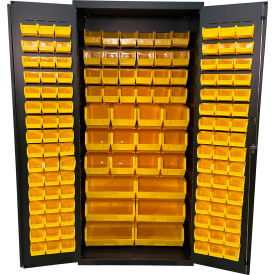 Storage Bin Cabinet, 138 Bins, All-Welded, 36"W x 24"D x 78"H, Gray