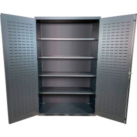 Storage Bin Cabinet, All-Welded, 48"W x 24"D x 78"H, Gray