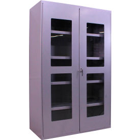 Clear-View Storage Bin Cabinet, Shelf Only, All-Welded, 48"W x 24"D x 78"H, Gray