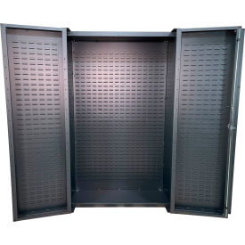 Deep Door Storage Bin Cabinet, Fully Louvered, All-Welded, 48"W x 24"D x78"H,Gray