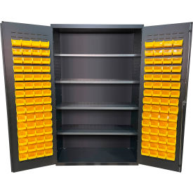 Storage Bin Cabinet, 120 Bins, All-Welded, 48"W x 24"D x 78"H, Gray