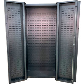 Deep Door Storage Bin Cabinet, Fully Louvered, All-Welded, 36"W x 24"D x78"H,Gray