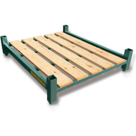 Stack Rack Base, Wood Deck, 60"W x 48"D x 8"H, 4000 lb. Capacity, Green